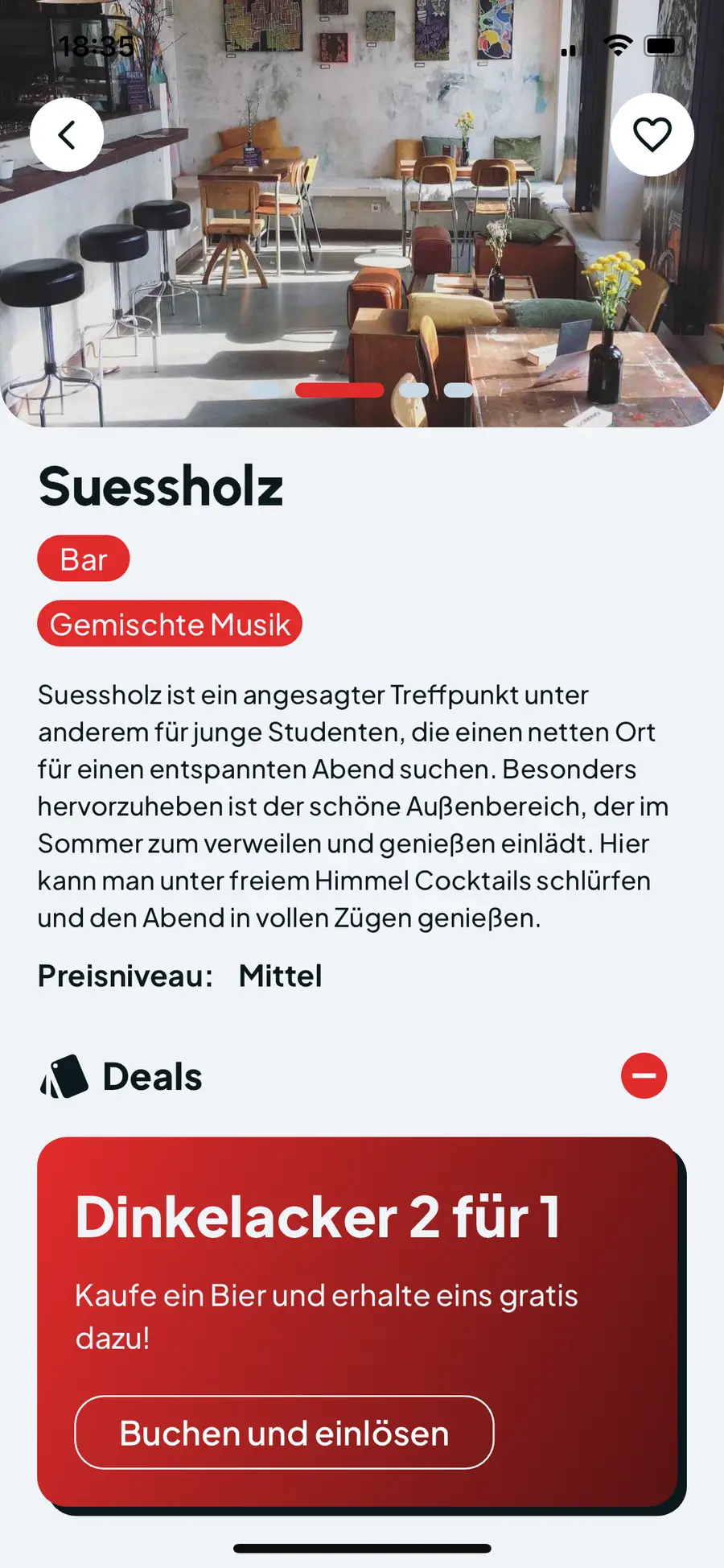 Detailansicht einer Location mit Deal